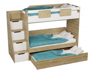 Кровать-чердак Мозаика+кровать Двушка. Вяз швейцарский 190х90