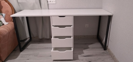 Стол Дуэт 1800 мм (белый + опоры черные). Столешница 22 мм от Династия Kids