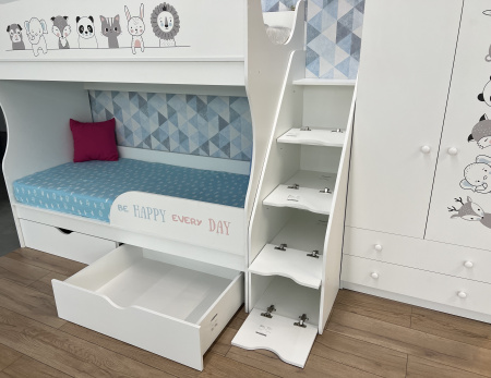 Двухъярусная кровать коллекции Хэппи 180х80 с бортиком от Династия Kids