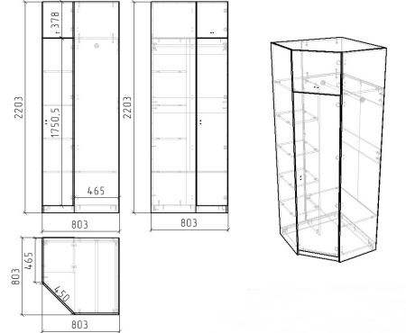 Шкаф угловой коллекции Твой Стиль (без принта)  от Династия Kids