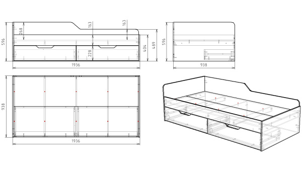 Кровать угловая 190х90 (цвет белый). Правая/левая от Династия Kids