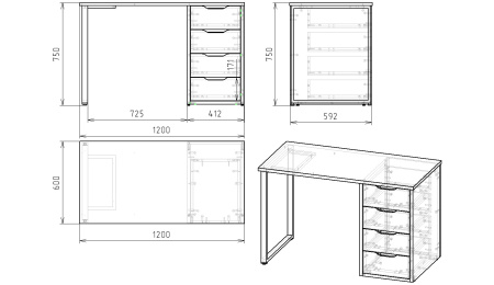 Комплект для 2 школьников (столы Соло + стеллаж для зонирования + полки)  от Династия Kids