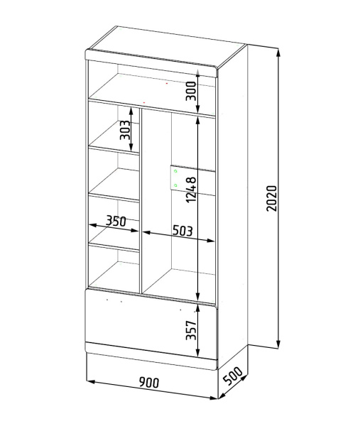 Шкаф-1 коллекции Формат  от Династия Kids