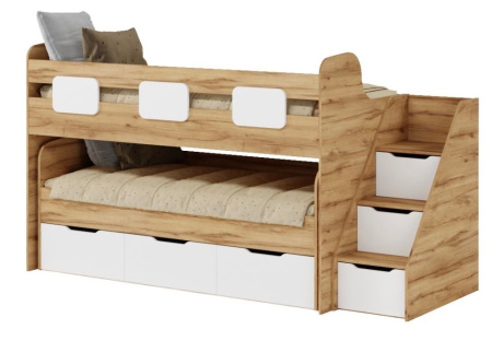 Кровать 2-х ярусная Городок (цвета разные) 190х90 + 180х80 от Династия Kids