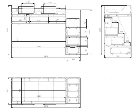 Кровать-чердак Мозаика + кровать Двушка (цвет белый) 190х90  от Династия Kids