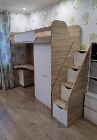 Кровать-чердак Колледж-2 (цвет белый) 200х90  от Династия Kids