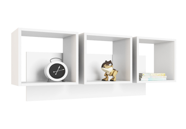 Полка настенная Квадрат-3 (цвет белый) 1136 мм