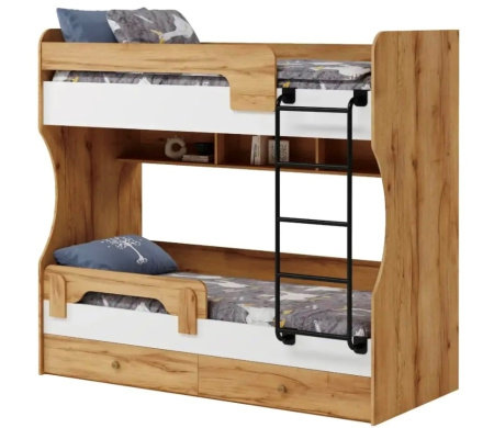 Кровать 2-х ярусная Омега (велюр + белый) 190х80 от Династия Kids