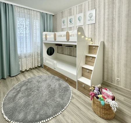 Кровать Фортуна-3 (корпус дуб сонома + фасады белые) 190х80 от Династия Kids