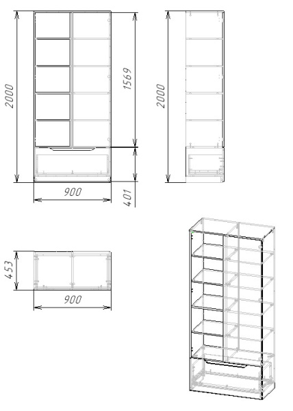Шкаф-стеллаж коллекции Мозаика от Династия Kids