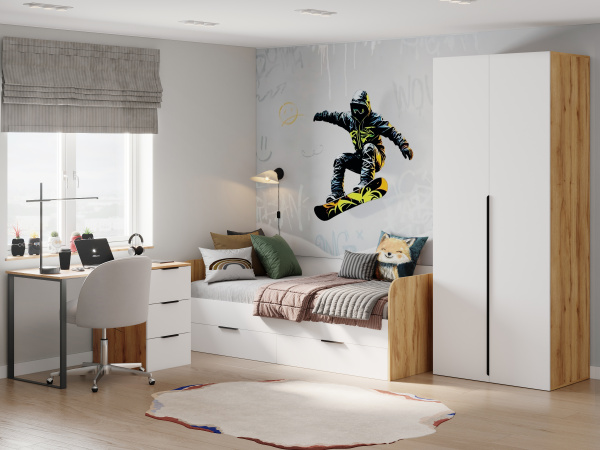 Шкаф угловой коллекции Брайт Золотистый от Династия Kids