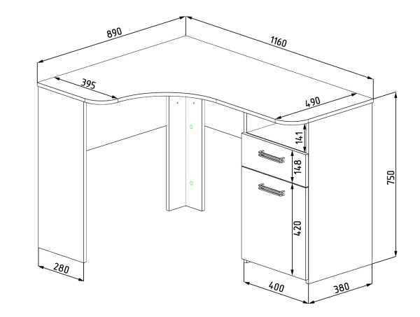 Стол угловой коллекции Престиж (с принтом) от Династия Kids