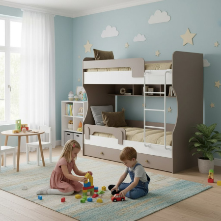 Кровать двухъярусная Омега (цвета разные) 190х80 от Династия Kids