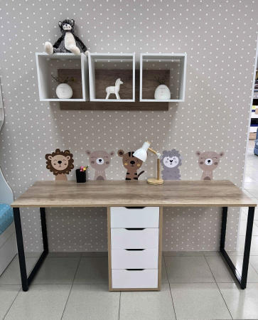 Стол Дуэт 1800 мм (дуб каньон + опоры черные). Столешница 22 мм от Династия Kids