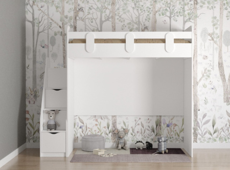 Кровать-чердак 190х80 Уют-2 (цвет белый)  от Династия Kids