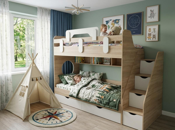 Двухъярусная кровать Фортуна 180х80 (размеры и цвета разные) от Династия Kids