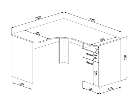 Стол угловой коллекцииТвой Стиль 1400 мм (с принтом) от Династия Kids