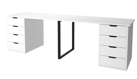 Стол Дуэт 2200 мм (две тумбы) белый + опора черная. Столешница 22 мм от Династия Kids