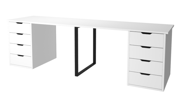 Стол Дуэт 2200 мм (две тумбы) белый + опора черная. Столешница 22 мм от Династия Kids
