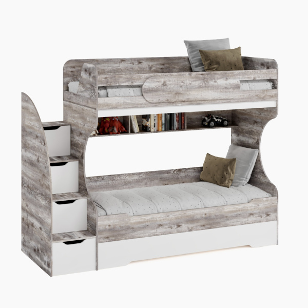 Кровать двухъярусная БИГ 90х200 с доп. спальным местом (цвета разные)